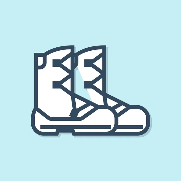 Linha Azul Botas Ícone Isolado Fundo Azul Ilustração Vetorial —  Vetores de Stock