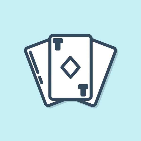 Blue Line Playing Card Diamonds Symbol Icon Isolated Blue Background — ストックベクタ