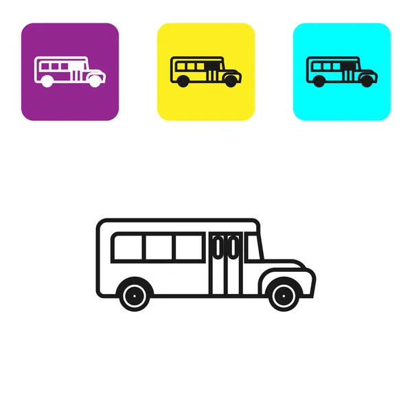 Ligne Noire Icône Bus Scolaire Isolé Sur Fond Blanc Symbole — Image vectorielle