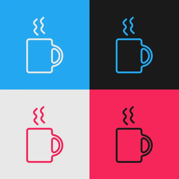 Línea Color Icono Taza Café Aislado Sobre Fondo Color Taza — Vector de stock