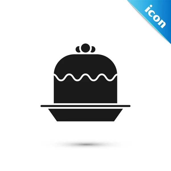 Black Cake icon isolated on white background. Happy Birthday. Vector Illustration — Stock Vector