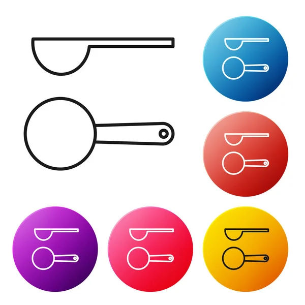 Black Line Measuring Spoon Icon Isolated White Background Set Icons — Stock Vector