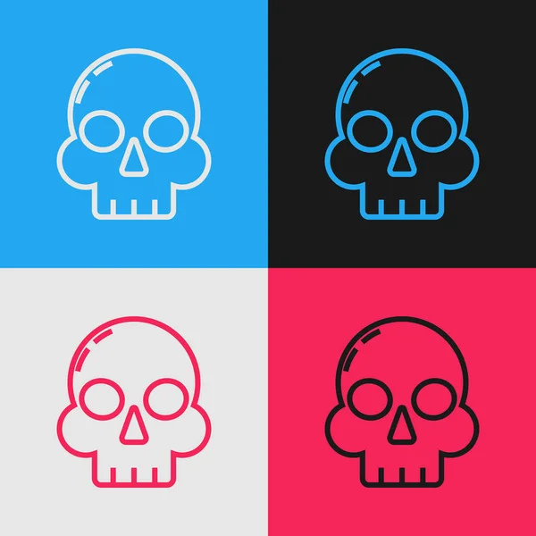 Color Line Skull Icon Isolated Color Background Happy Halloween Party — Stock Vector