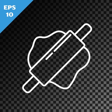 Beyaz çizgi Rolling Pin simgesi şeffaf koyu arkaplanda izole edildi. Vektör İllüstrasyonu