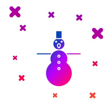 Beyaz arka planda izole edilmiş renkli Noel Kardan Adam simgesi. Mutlu Noeller ve mutlu yıllar. Kademeli rastgele dinamik şekiller. Vektör İllüstrasyonu