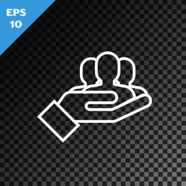 Beyaz çizgi Proje taban simgesi şeffaf koyu arkaplanda izole edildi. İş analizi ve planlama, danışmanlık, takım çalışması, proje yönetimi. Vektör İllüstrasyonu