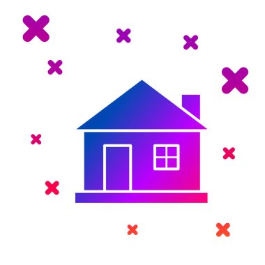 Renk Evi simgesi beyaz arkaplanda izole edildi. Ev sembolü. Kademeli rastgele dinamik şekiller. Vektör İllüstrasyonu