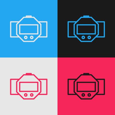 Renk çizgisi dalış ikonu renk arkaplanı üzerinde izole edilmiş. Su altı ekipmanları. Klasik tarzda çizim. Vektör İllüstrasyonu