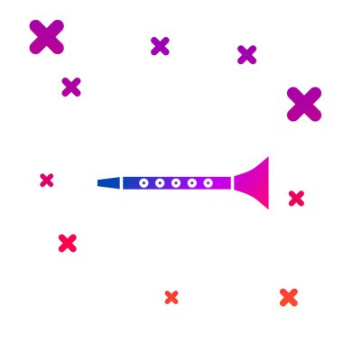 Beyaz arkaplanda izole edilmiş renkli klarnet simgesi. Müzik aleti. Kademeli rastgele dinamik şekiller. Vektör İllüstrasyonu