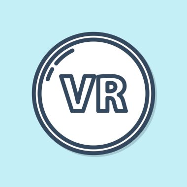 Mavi çizgi Sanal gerçeklik simgesi mavi arkaplanda izole edildi. Vektör İllüstrasyonu