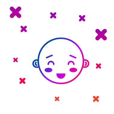 Renkli küçük çocuk baş simgesi beyaz arka planda izole edilmiş. Erkek bebeğin yüzü. Kademeli rastgele dinamik şekiller. Vektör İllüstrasyonu