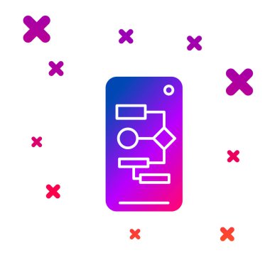 Beyaz arkaplanda izole edilmiş renk algoritması simgesi. Yapay Zeka koleksiyonundan algoritma sembolü tasarımı. Kademeli rastgele dinamik şekiller. Vektör İllüstrasyonu