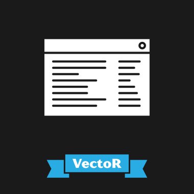 Beyaz Yazılım, Web Geliştirici programlama kodu simgesi siyah arkaplanda izole edildi. Program kodunun rastgele bilgisayar betiği parçalarını Javascript et. Vektör İllüstrasyonu