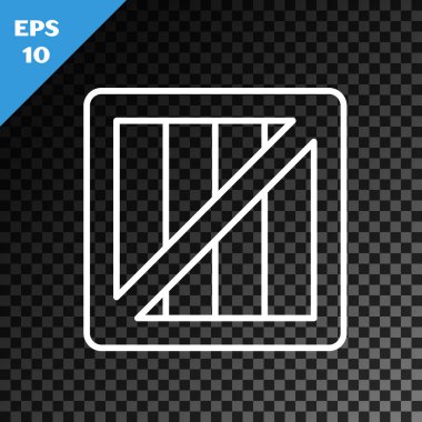 Beyaz çizgi askeri mühimmat kutusu. Üzerinde şeffaf koyu arka planda izole edilmiş mermi ikonu var. Vektör İllüstrasyonu