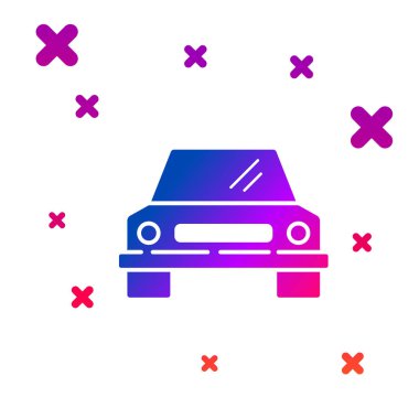 Beyaz arkaplanda izole edilmiş renkli araba simgesi. Ön manzara. Kademeli rastgele dinamik şekiller. Vektör İllüstrasyonu