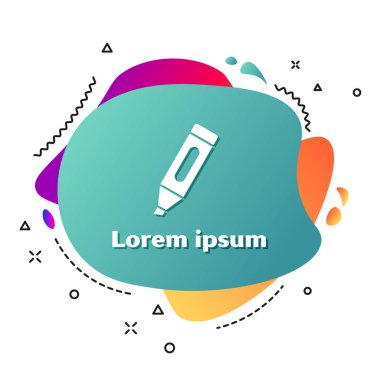 Beyaz Işaret kalemi simgesi beyaz arka planda yalıtılmış. Sıvı şekiller ile soyut afiş. Vektör Illustration