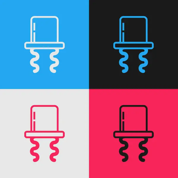 Línea Color Sombrero Judío Ortodoxo Con Sidelocks Icono Aislado Fondo — Vector de stock