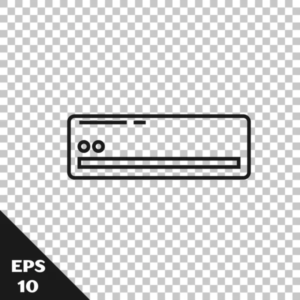 Línea Negra Icono Del Acondicionador Aire Aislado Sobre Fondo Transparente — Vector de stock