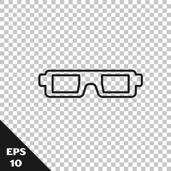 Schwarze Linie Kinobrille Symbol Isoliert Auf Transparentem Hintergrund Vektorillustration — Stockvektor