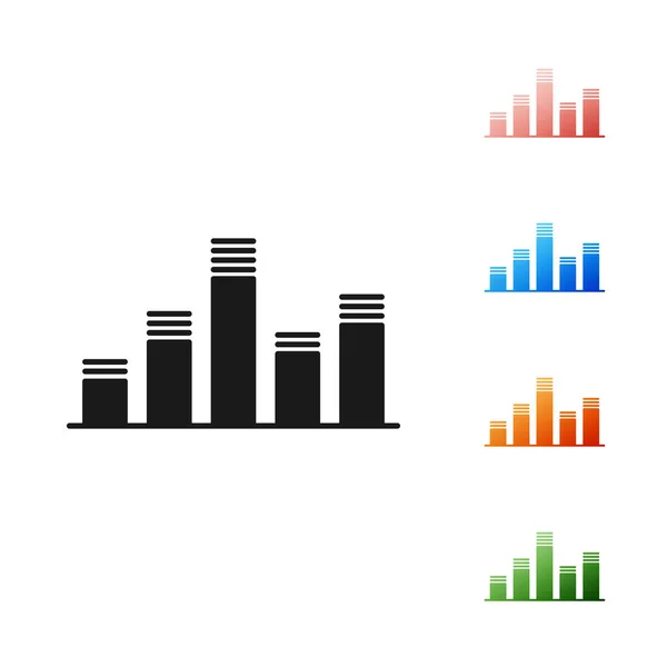 Svart musik equalizer ikon isolerad på vit bakgrund. Ljudvåg. Ljud digital equalizer teknik, konsol panel, puls musikalisk. Ställ ikoner färgglada. Vektor Illustration — Stock vektor