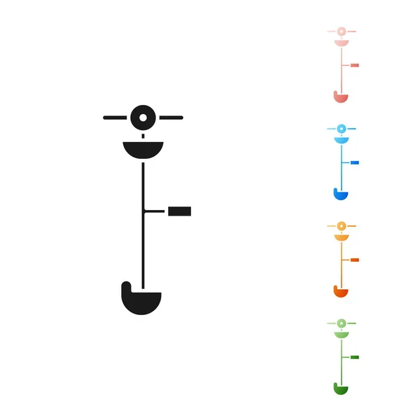 Zwart Gras en onkruid elektrische string trimmer pictogram geïsoleerd op witte achtergrond. Grasschaar, grasmaaier geïsoleerd op witte achtergrond. Stel pictogrammen kleurrijk. Vector Illustratie — Stockvector