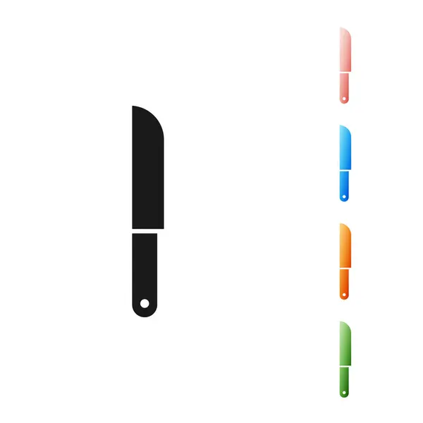 Icono del cuchillo negro aislado sobre fondo blanco. Símbolo de cubertería. Establecer iconos de colores. Ilustración vectorial — Archivo Imágenes Vectoriales