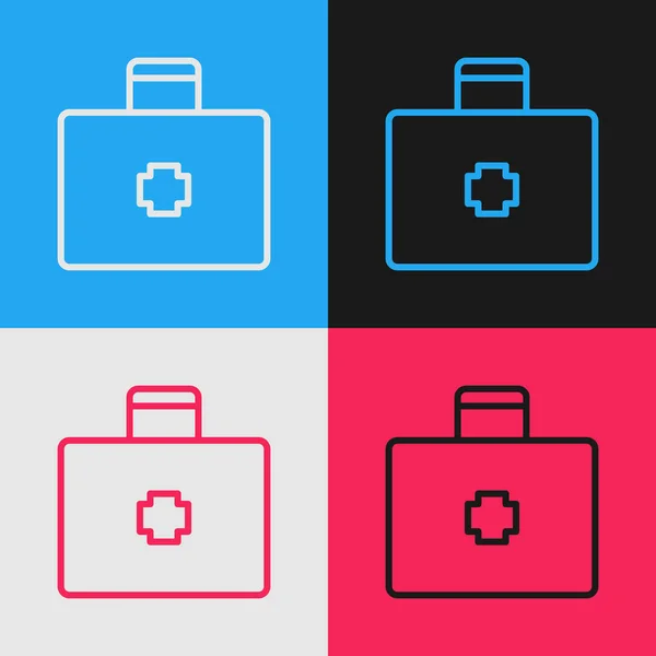 Línea Color Icono Del Kit Primeros Auxilios Aislado Sobre Fondo — Vector de stock