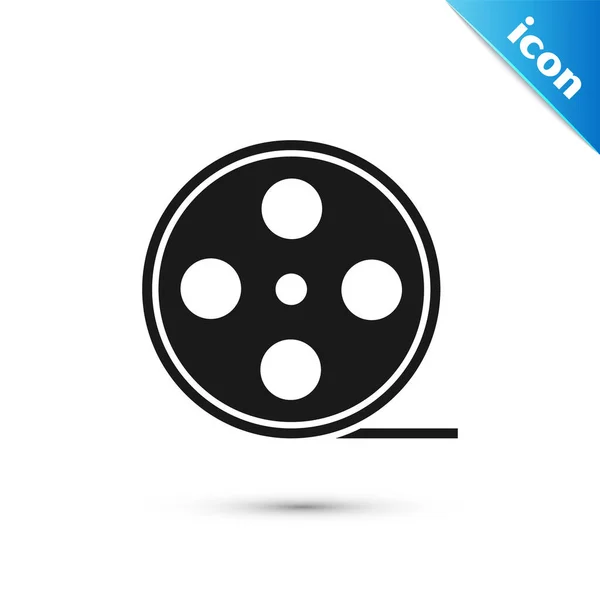 Black Film reel icon isolated on white background. Vector Illustration — Stock Vector