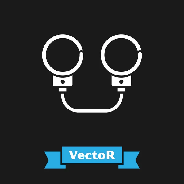 Esposas blancas icono aislado sobre fondo negro. Ilustración vectorial — Vector de stock