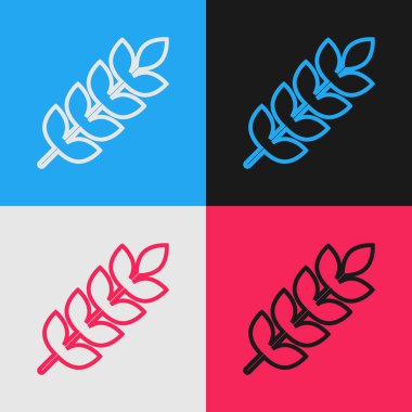 Renkli mısır gevrekleri; pirinç, buğday, mısır, yulaf, çavdar, arpa ikonu, renkli arka planda izole. Buğday ekmeği sembolleri. Klasik tarzda çizim. Vektör İllüstrasyonu