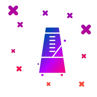 Beyaz arkaplanda izole edilmiş hareket simgesi olarak sarkacı olan Klasik Renkli Metronom. Müzik ve ritim mekanizması. Kademeli rastgele dinamik şekiller. Vektör İllüstrasyonu