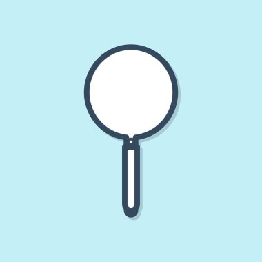 Mavi çizgi tava simgesi mavi arkaplanda izole edildi. Kızartma veya kızartma gıda sembolü. Vektör İllüstrasyonu