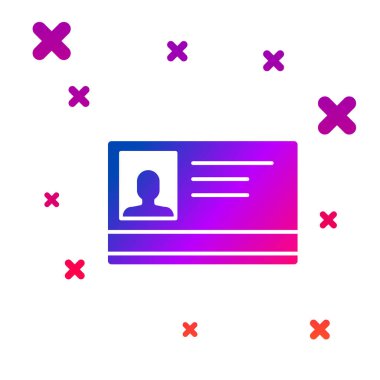 Beyaz arka planda yalıtılmış renk tanımlama rozeti simgesi. Bu sunum, şirketin kimliği, reklam için kullanılabilir. Degrade rasgele dinamik şekiller. Vektör Illustration