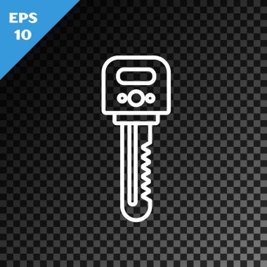 Şeffaf koyu arkaplanda beyaz çizgi anahtar simgesi izole edildi. Vektör İllüstrasyonu