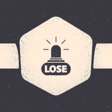 Grunge Casino losing icon isolated on grey background. Monochrome vintage drawing. Vector Illustration vector stock vector