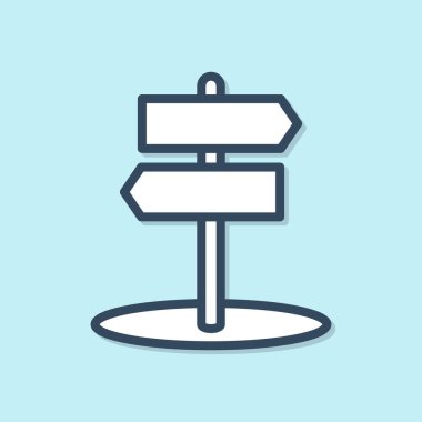 Mavi çizgi trafik işareti. Mavi arkaplanda işaretleme simgesi izole edildi. İşaretçi sembolü. İzole sokak bilgi levhası. Yön tabelası. Vektör İllüstrasyonu