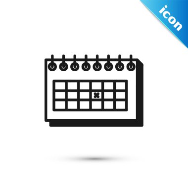 Siyah Takvim simgesi beyaz arkaplanda izole edildi. Doğum tarihi. Vektör İllüstrasyonu