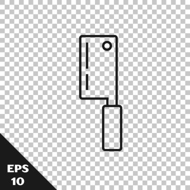 Siyah çizgi Et Helikopteri simgesi şeffaf arkaplanda izole edildi. Et için mutfak bıçağı. Kasap bıçağı. Mutlu Cadılar Bayramı Partisi. Vektör İllüstrasyonu