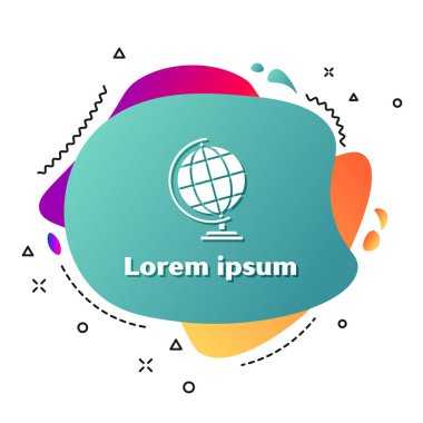 Beyaz dünya simgesi beyaz arka plan üzerinde izole. Sıvı şekilli soyut afiş. Vektör İllüstrasyonu