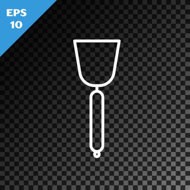 Beyaz çizgi Spatula simgesi, şeffaf koyu arkaplanda izole edildi. Mutfak spatula ikonu. Bbq spatula işareti. Barbekü ve ızgara aleti. Vektör İllüstrasyonu