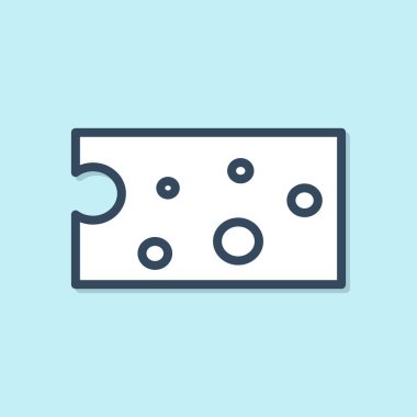 Mavi Çizgili Peynir simgesi mavi arkaplanda izole edildi. Vektör İllüstrasyonu