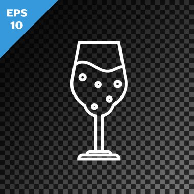 Şeffaf koyu arkaplanda beyaz çizgi bira ikonu izole edilmiş. Vektör İllüstrasyonu