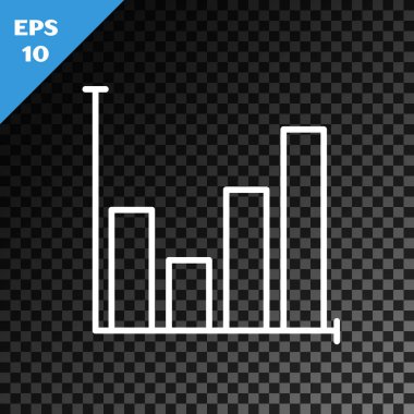 Saydam koyu arka planda yalıtılmış beyaz çizgi Pasta grafiği infografik simgesi. Diyagram grafik işareti. Vektör İllüstrasyonu