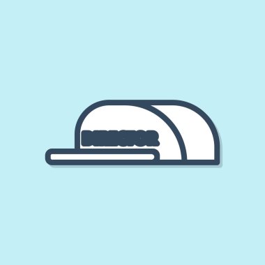 Mavi çizgi kaptanı ve yazı yönetmeni ikonu mavi arka planda izole edilmiş. Vektör İllüstrasyonu