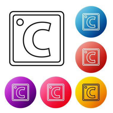 Siyah Celsius simgesi beyaz arkaplanda izole edilmiş. Renkli daire düğmelerini ayarlayın. Vektör İllüstrasyonu