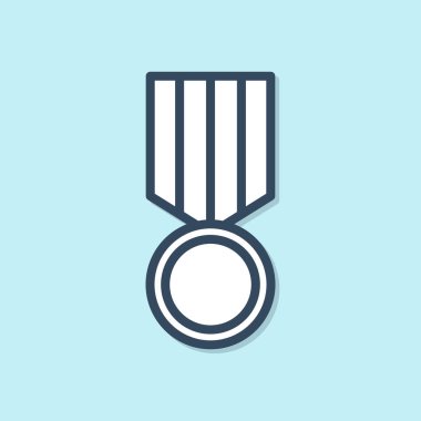 Mavi çizgi askeri ödül ikonu mavi arka planda izole edildi. Ordu işareti. Vektör İllüstrasyonu