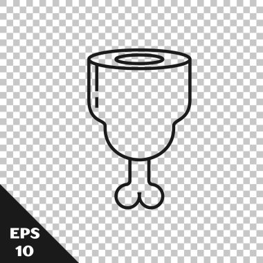 Siyah çizgi tavuk budu simgesi şeffaf arkaplanda izole edildi. Tavuk budu. Vektör İllüstrasyonu