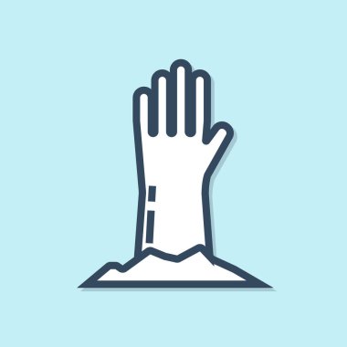 Mavi çizgi Zombi el simgesi mavi arka planda izole edildi. Silah canavarı öldü. Mutlu Cadılar Bayramı Partisi. Vektör İllüstrasyonu