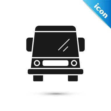 Siyah Araba simgesi beyaz arka planda yalıtılmış. Ön görüş. Vektör İllüstrasyonu