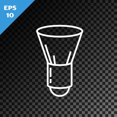 Beyaz çizgi tıraş fırçası simgesi şeffaf koyu arkaplanda izole edildi. Berber dükkanı sembolü. Vektör İllüstrasyonu